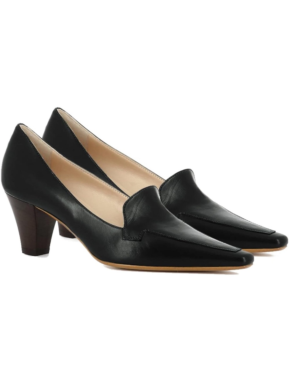 Women Vintage Chunky Block Heel Pumps Shoes Square Pointed Toe Slip On